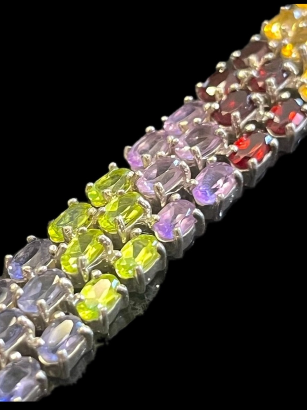 Statement citrine garnet amethyst peridot silver statement tennis bracelet QVC